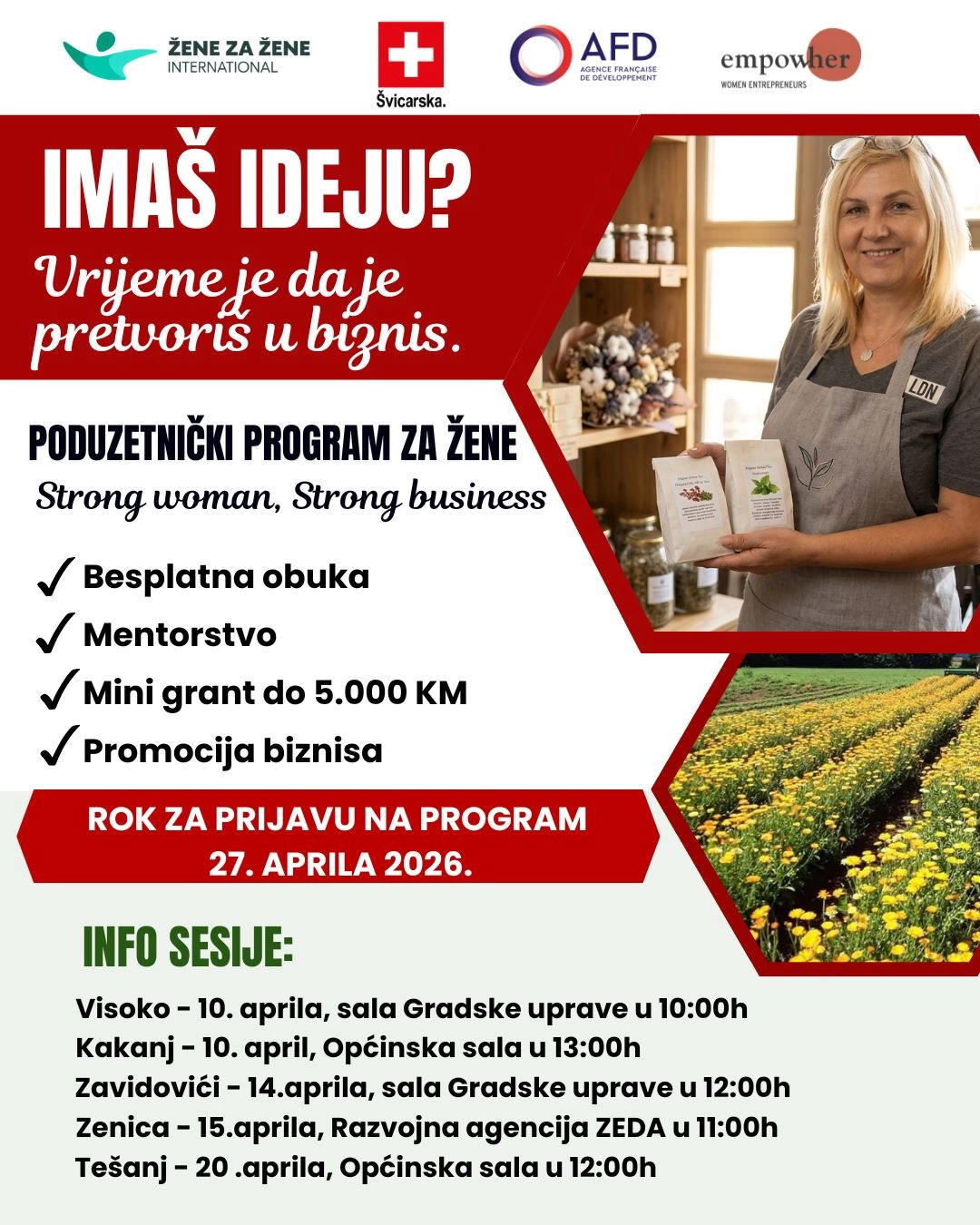 POZIV ZA UČEŠĆE – Poduzetnički program za žene – “Strong Woman, Strong Business”